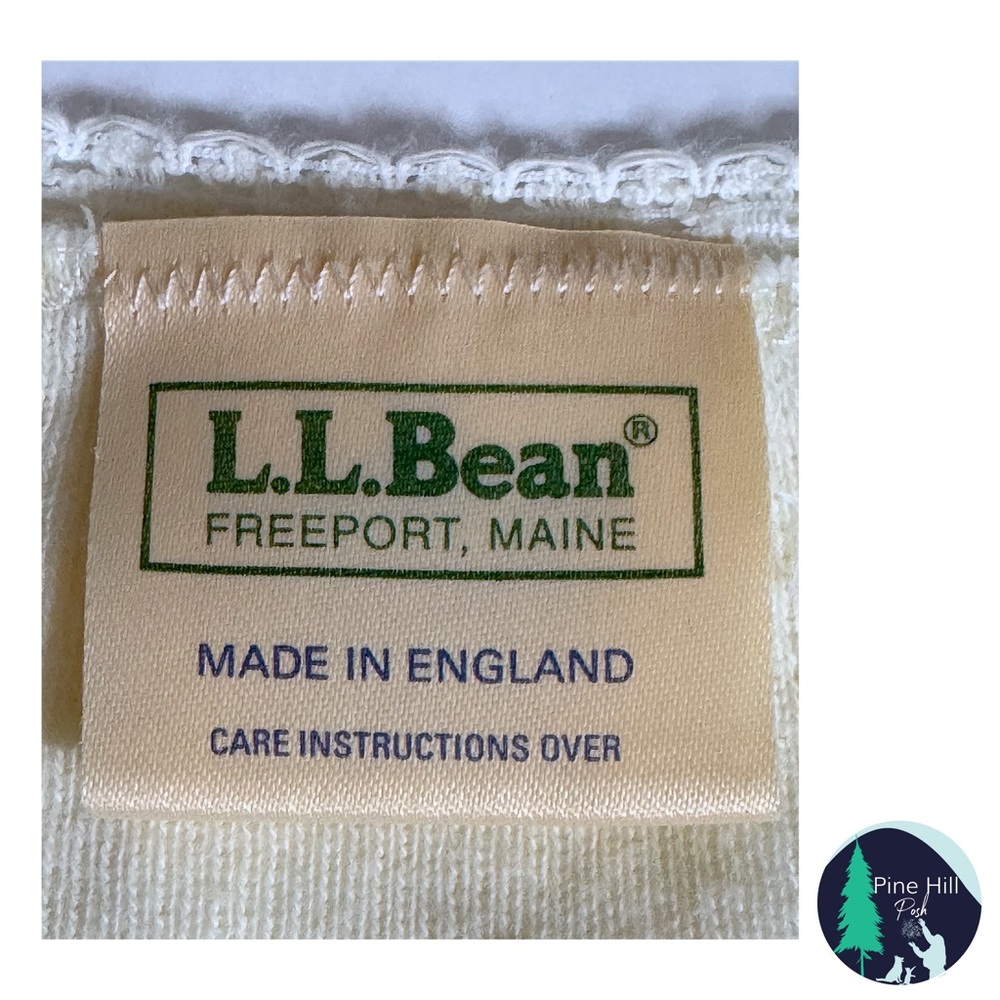 SOLD Vintage 80s 90s LL Bean Knit Top XS Ivory Fitted Cropped Combed Cotton - Picture 7 of 10